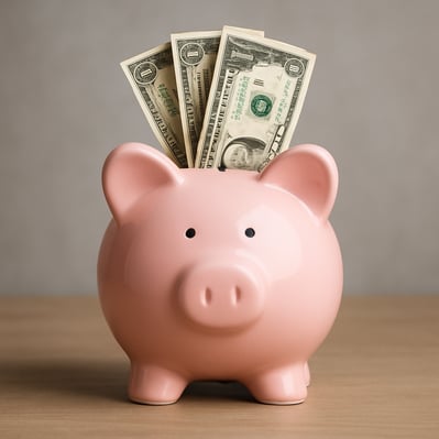 Piggy bank with dollar bills-1