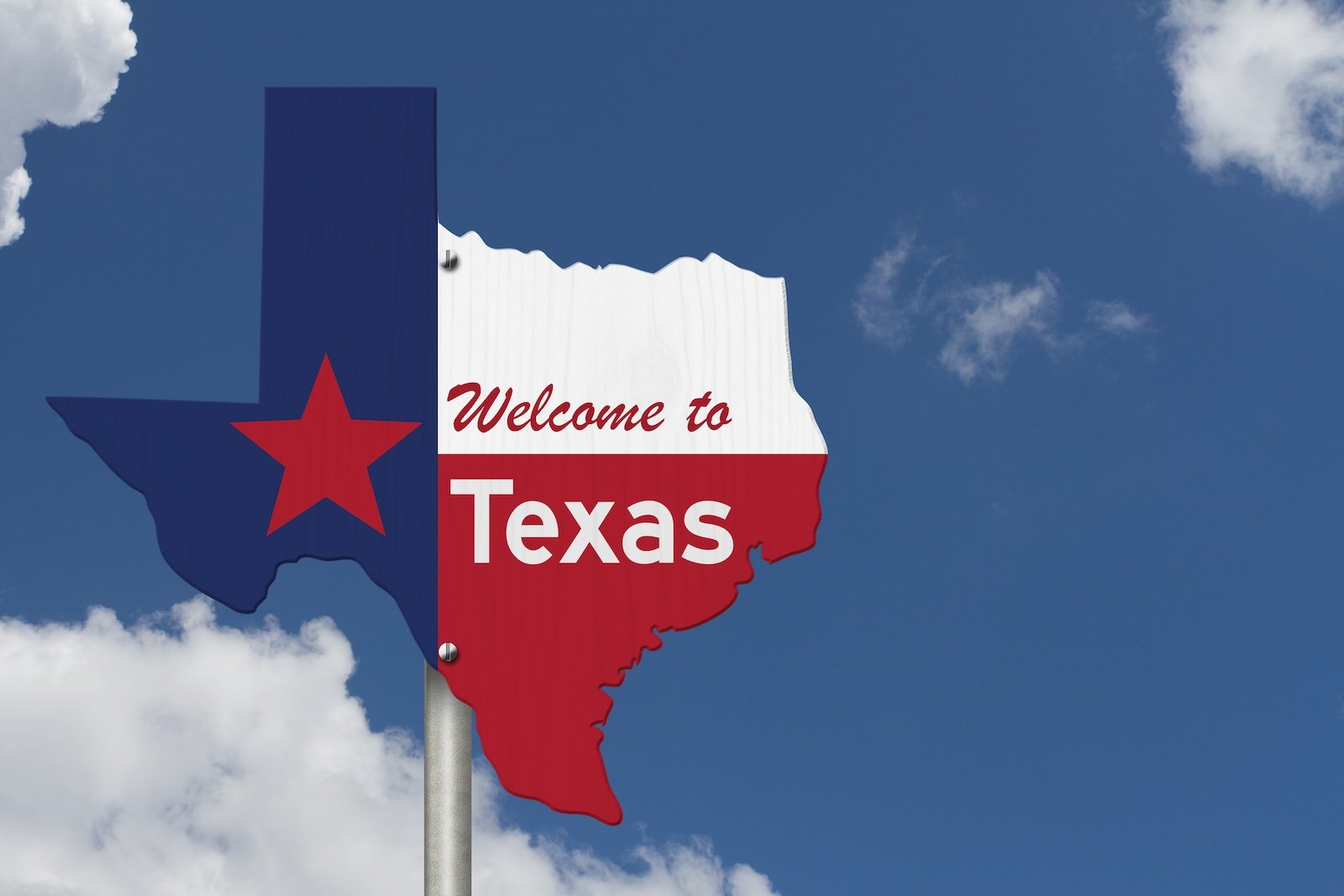 Sign shaped like the state of Texas